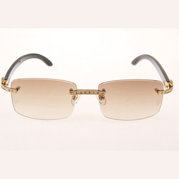Cartier CT_3524012 Diamond White Mix Black Buffalo Eyeglasses In Gold Brown - EUR FASHION