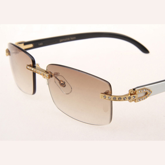 Cartier CT_3524012 Diamond White Mix Black Buffalo Eyeglasses In Gold Brown - EUR FASHION