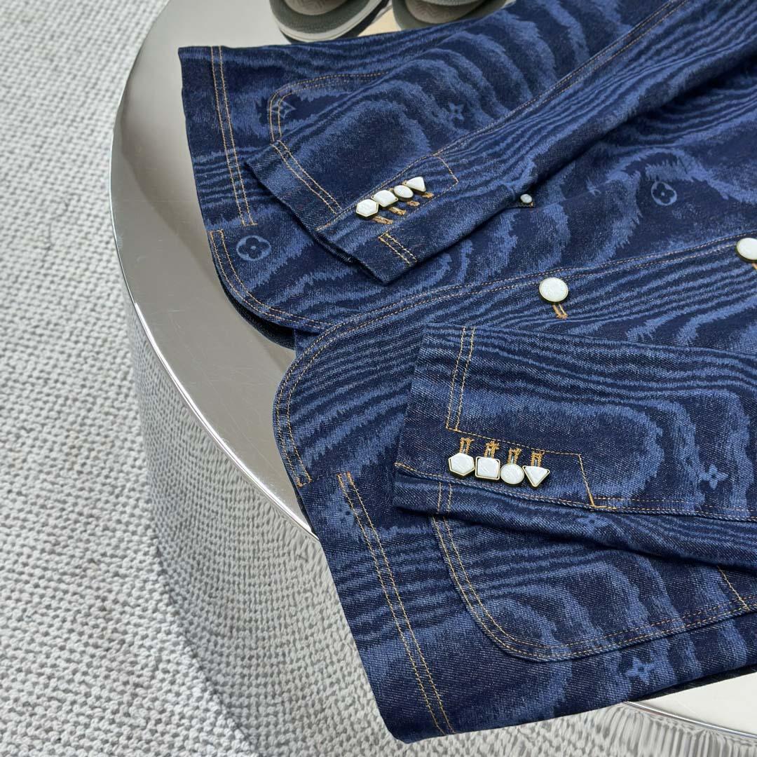 Louis Vuitton Chic Collarless Denim Jacket   1AHUXT - EUR FASHION