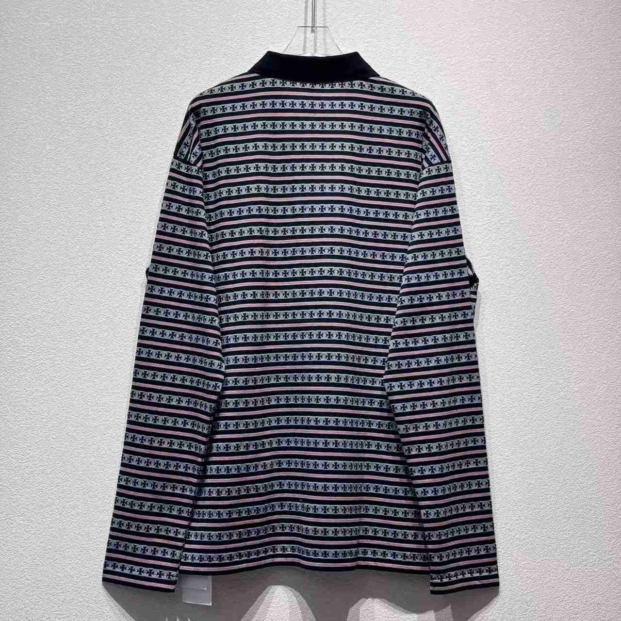 Chrome Heart Striped Polo Shirt - EUR FASHION