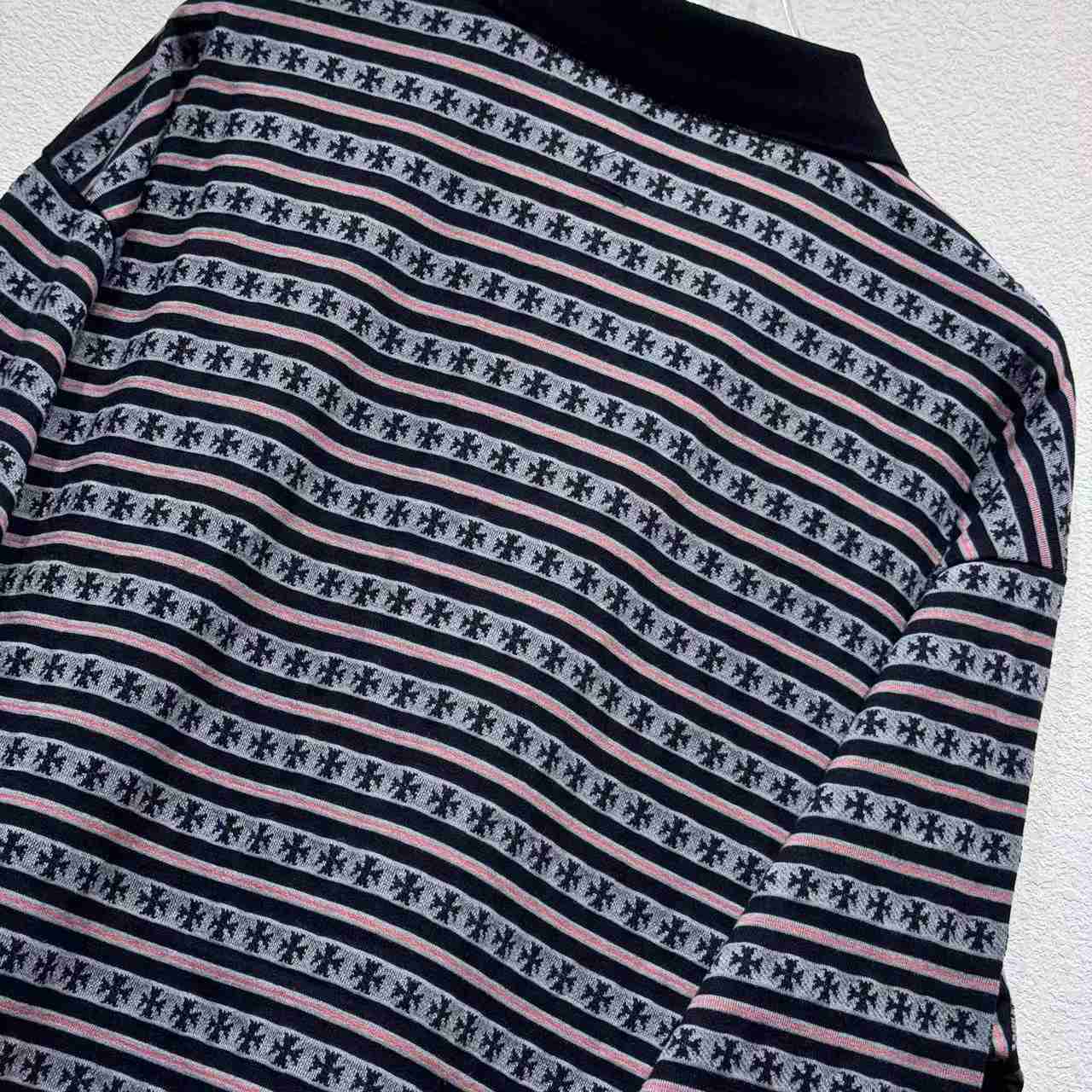 Chrome Heart Striped Polo Shirt - EUR FASHION