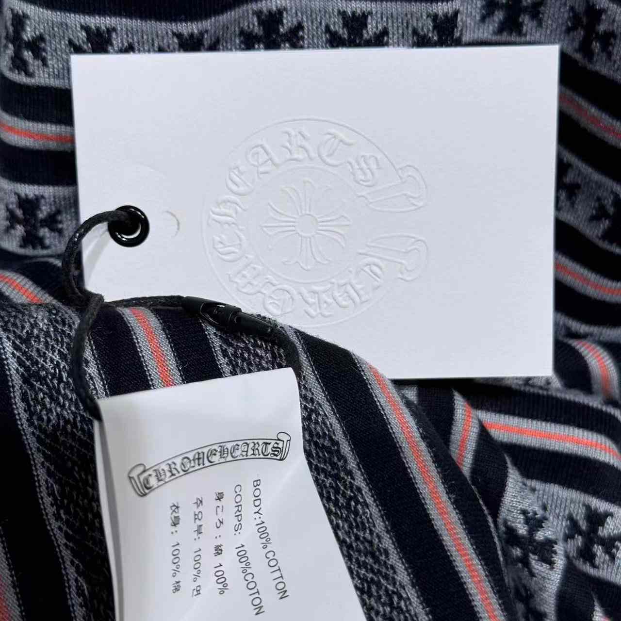 Chrome Heart Striped Polo Shirt - EUR FASHION