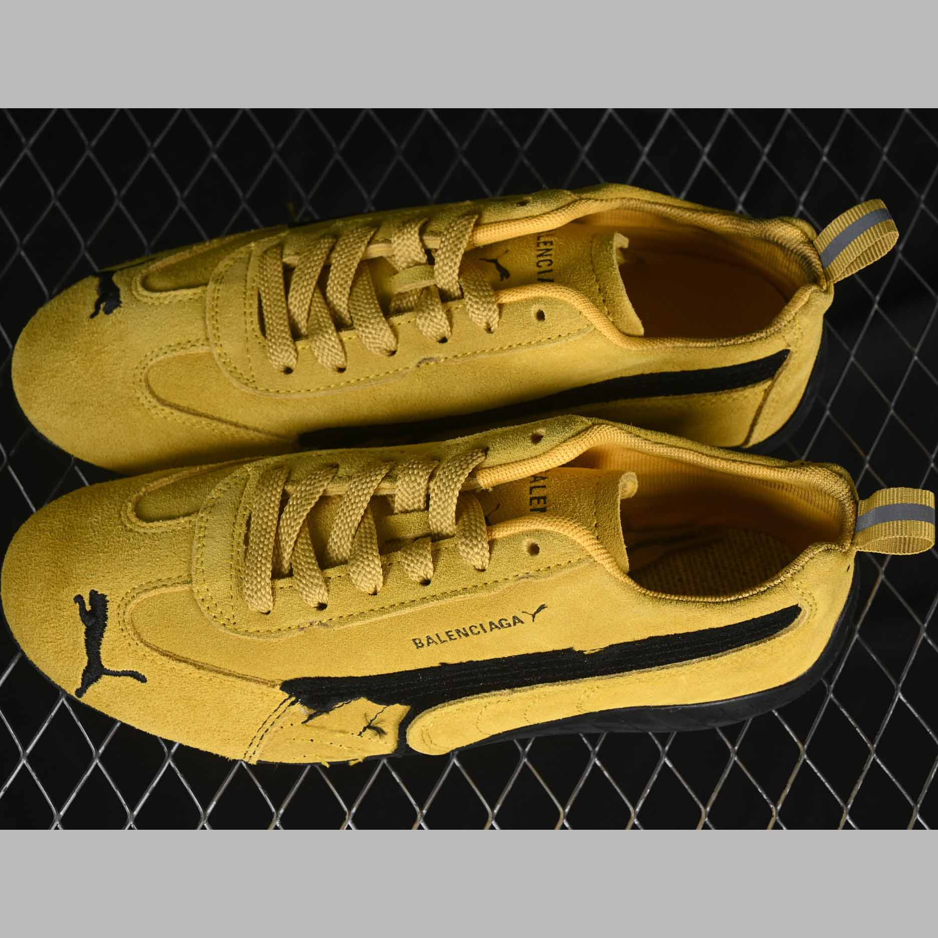 Balenciaga Speedcat Suede Balenciaga In Yellow And Black Distressed Suede Cowskin - EUR FASHION