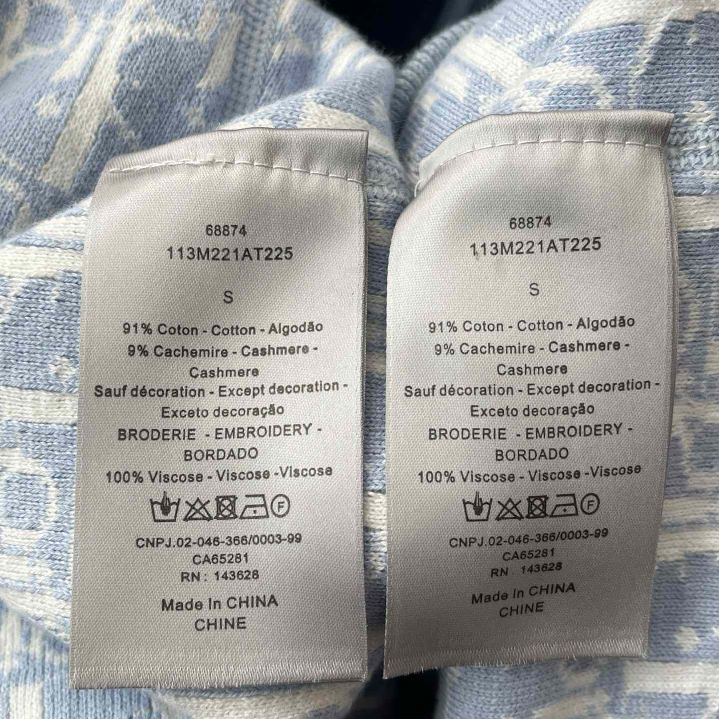 Dior Hooded Track Jacket Blue Cotton and Cashmere Knit  - EUR FASHION