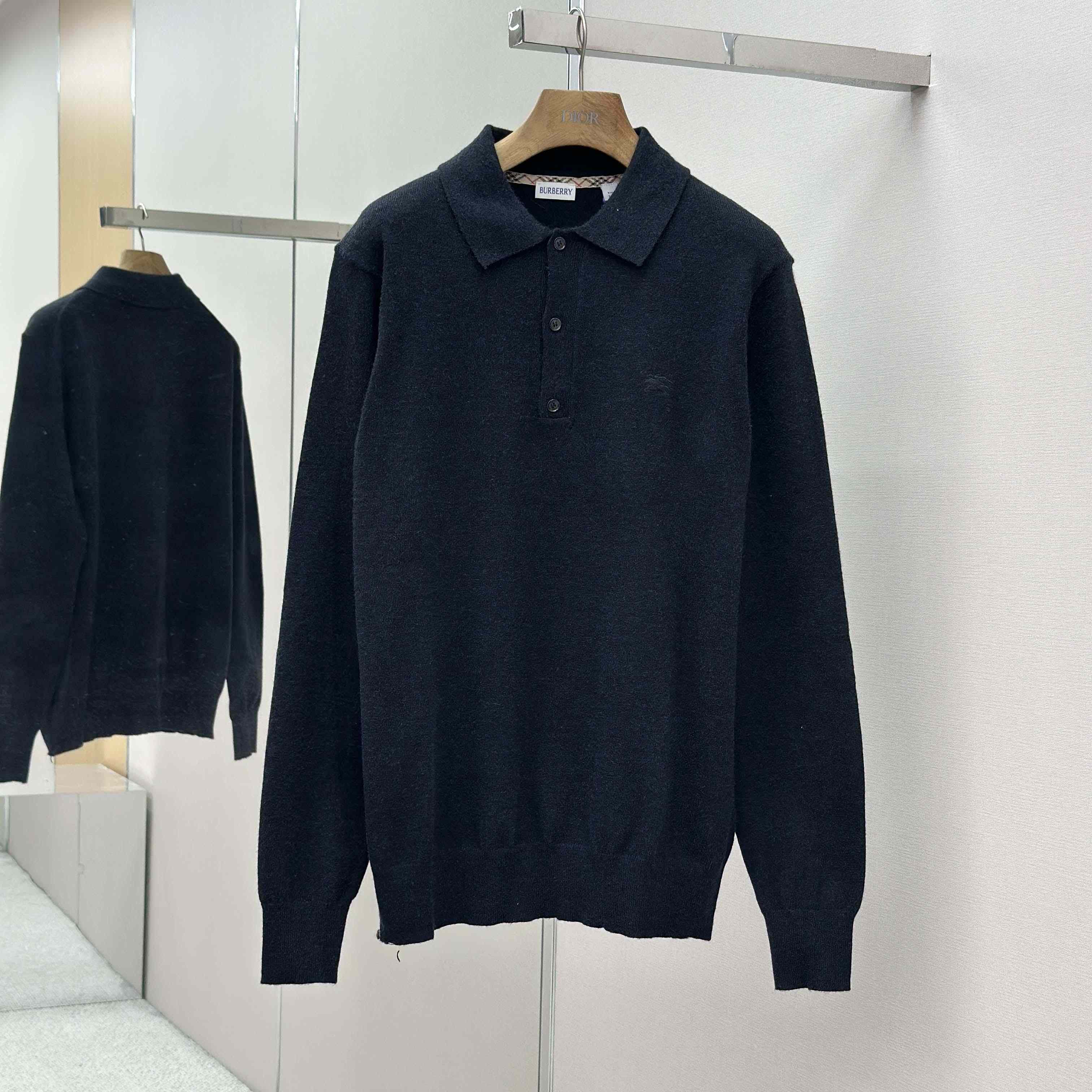 Burberry Long-sleeve Cashmere Blend Polo Shirt - EUR FASHION