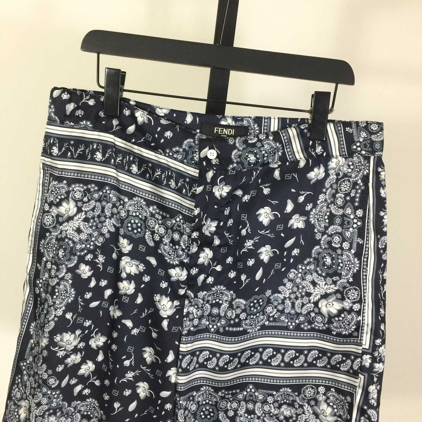 Fendi White And Blue Silk Shirt & Shorts - EUR FASHION