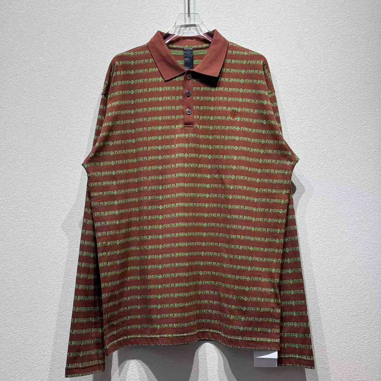 Chrome Heart Striped Polo Shirt - EUR FASHION