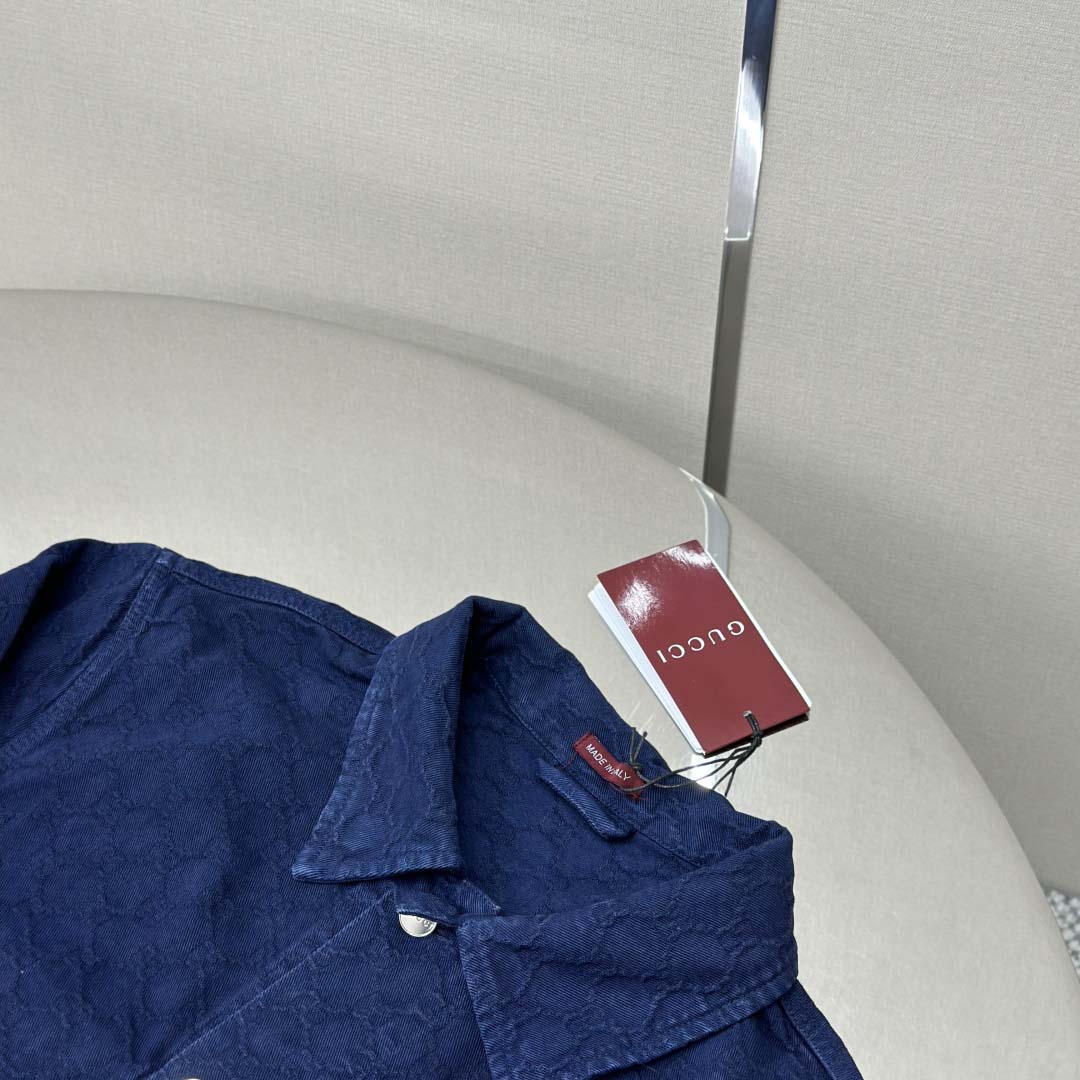 Gucci Bleached GG Cotton Denim Jacquard Shirt - EUR FASHION