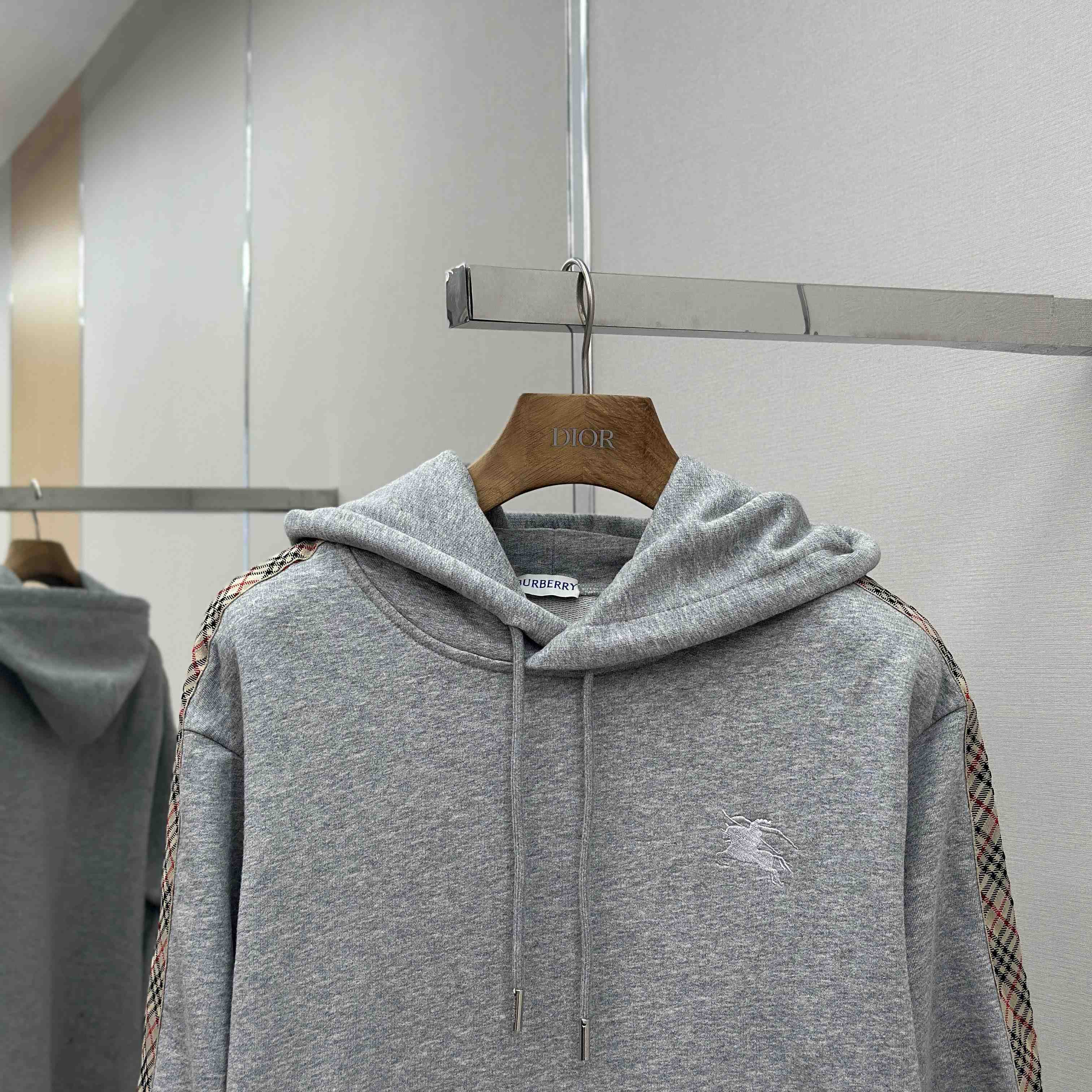 Burberry Check Trim Cotton Hoodie - EUR FASHION