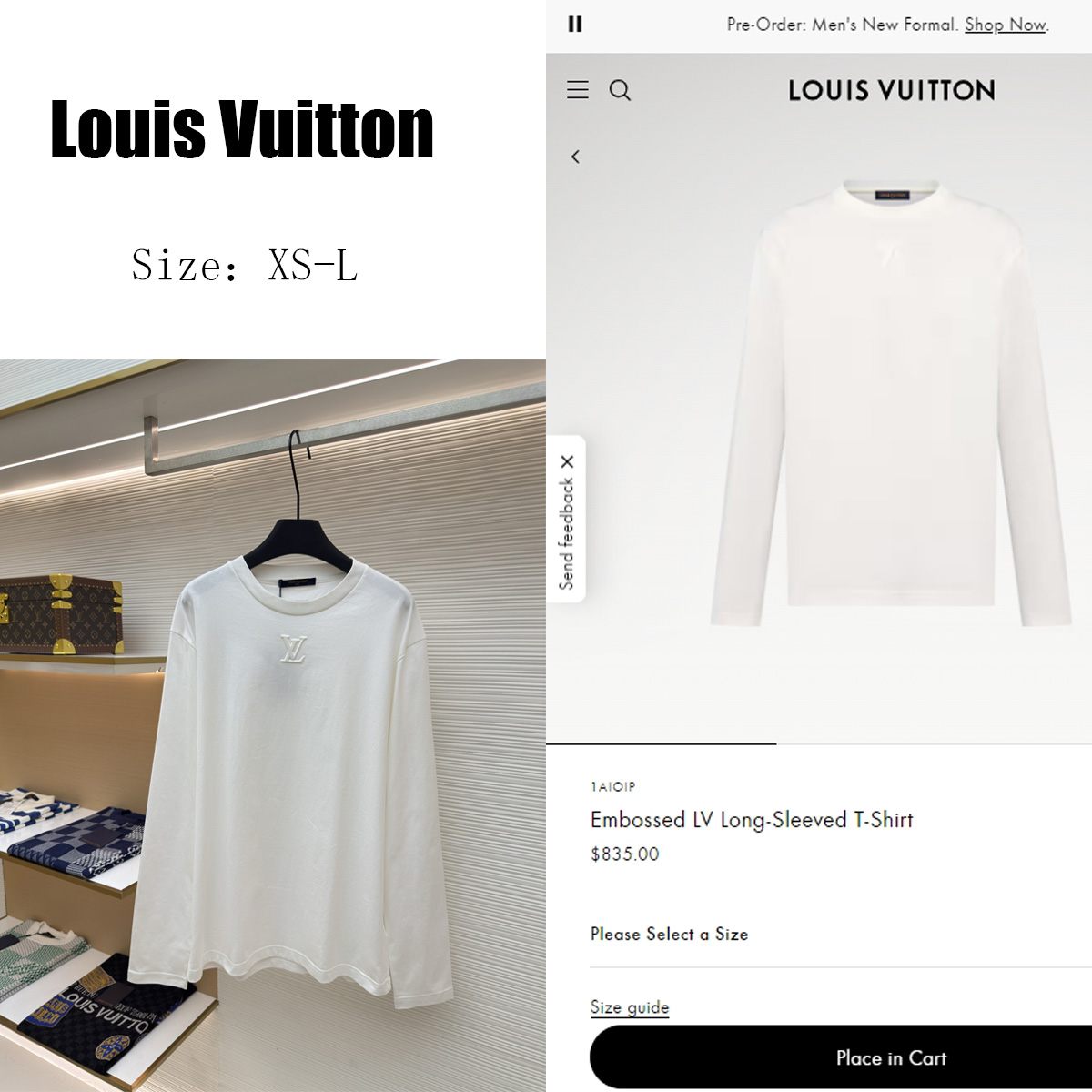 Louis Vuitton Embossed LV Long-Sleeved T-Shirt   1AIOIP - EUR FASHION