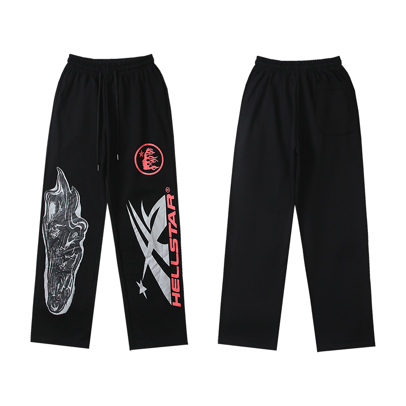 Hellstar Airbrushed Skull Closed Elastic Bottom Sweatpants Midnight Dye Black  - EUR FASHION
