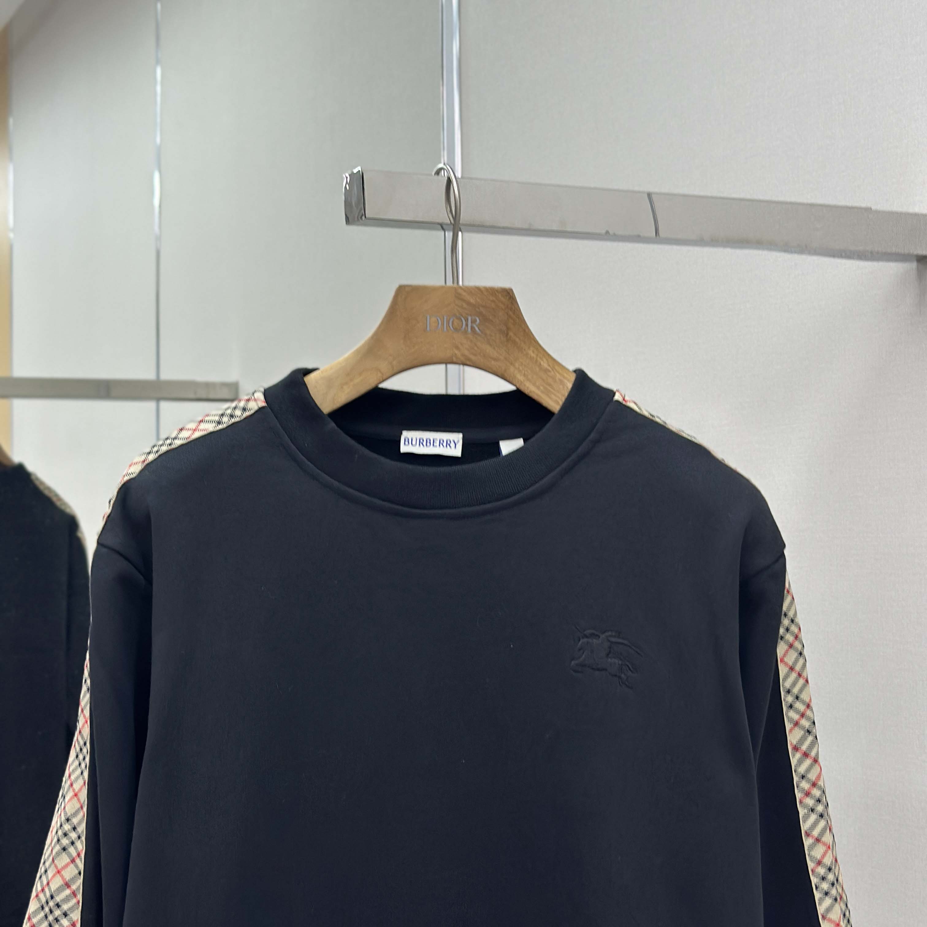 Burberry Check Trim Cotton Sweatshirt - EUR FASHION