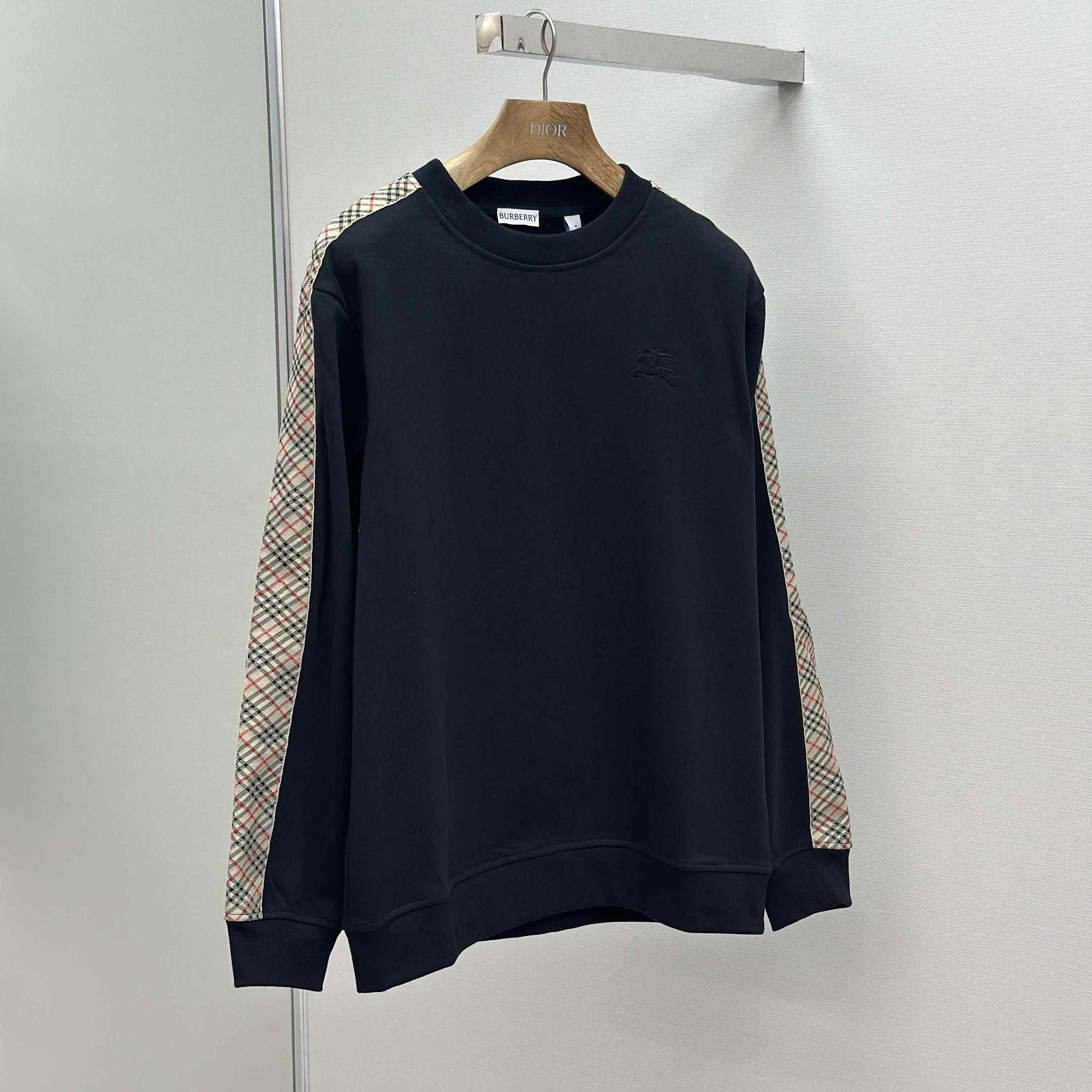 Burberry Check Trim Cotton Sweatshirt - EUR FASHION