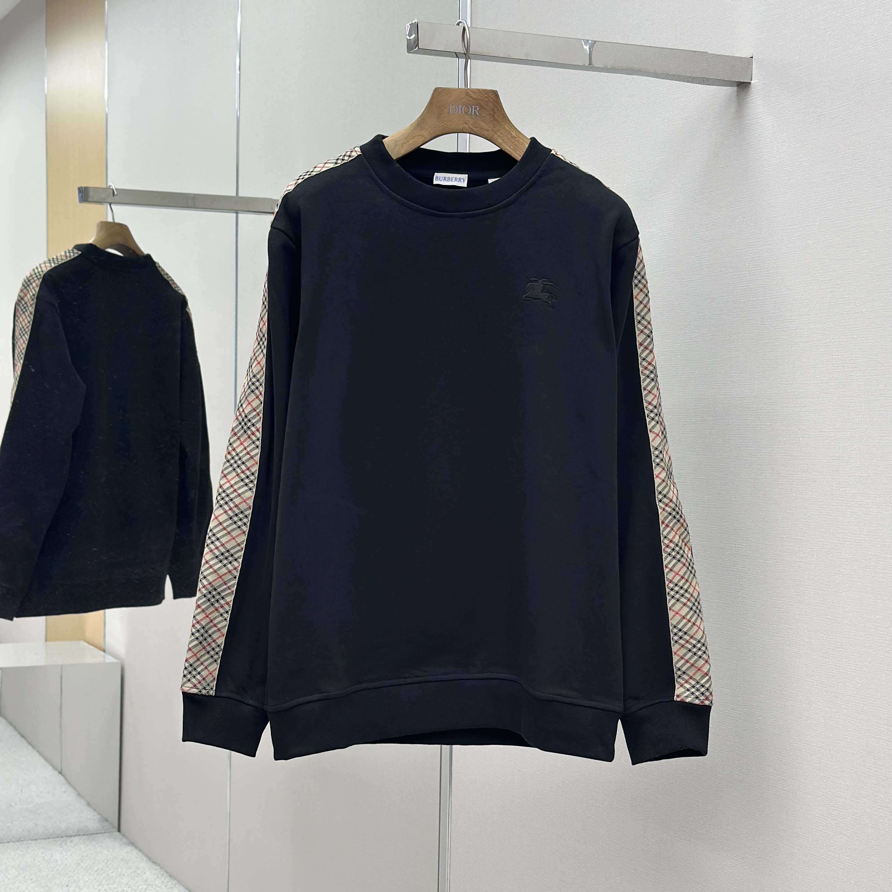 Burberry Check Trim Cotton Sweatshirt - EUR FASHION