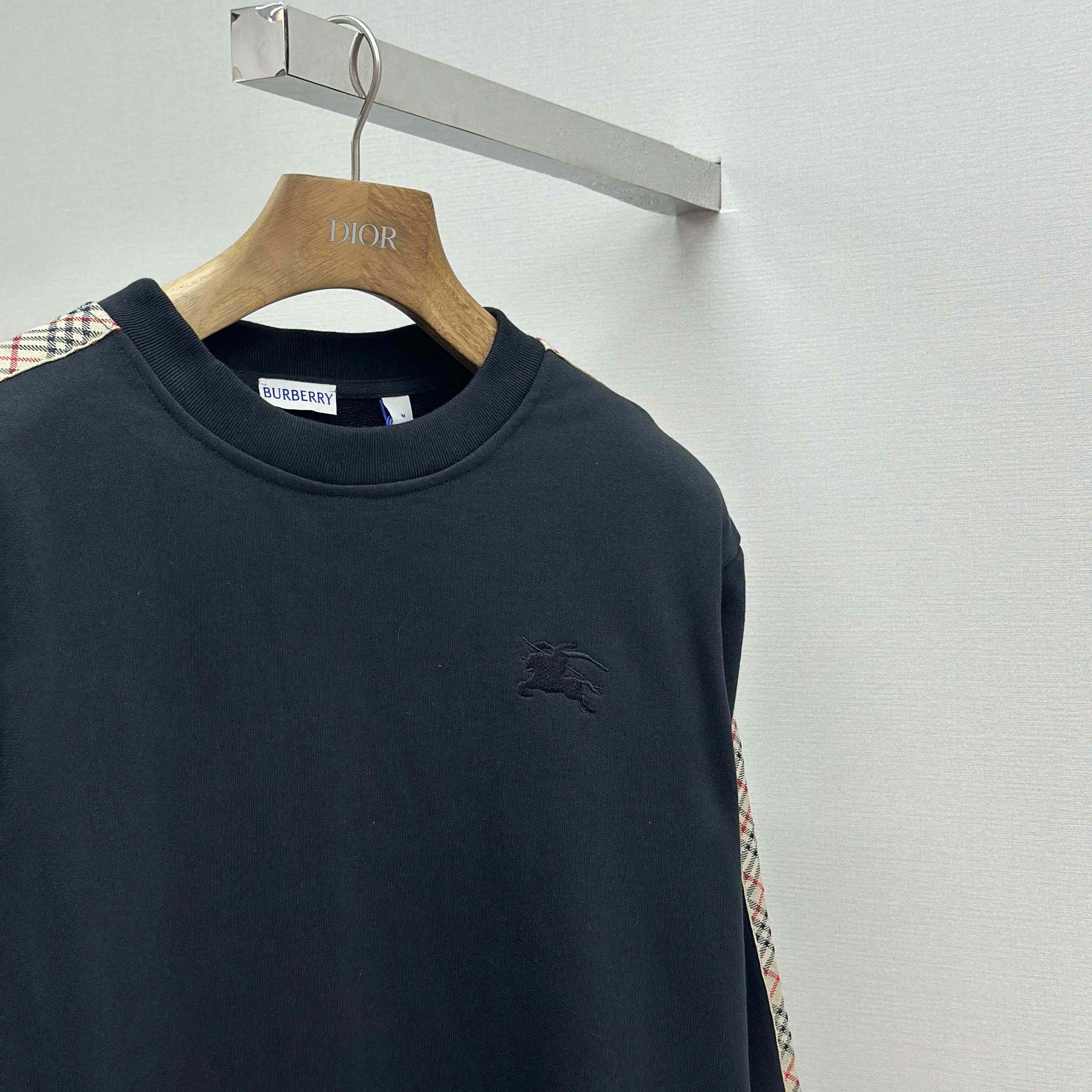 Burberry Check Trim Cotton Sweatshirt - EUR FASHION