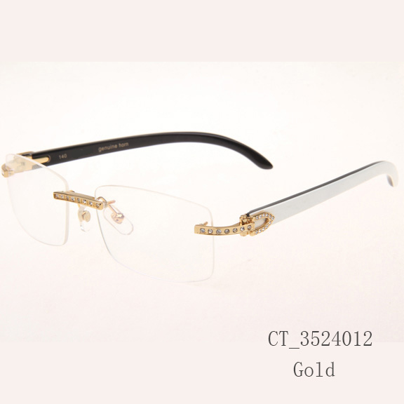 Cartier CT_3524012 Diamond White Mix Black Buffalo Eyeglasses In Gold - EUR FASHION