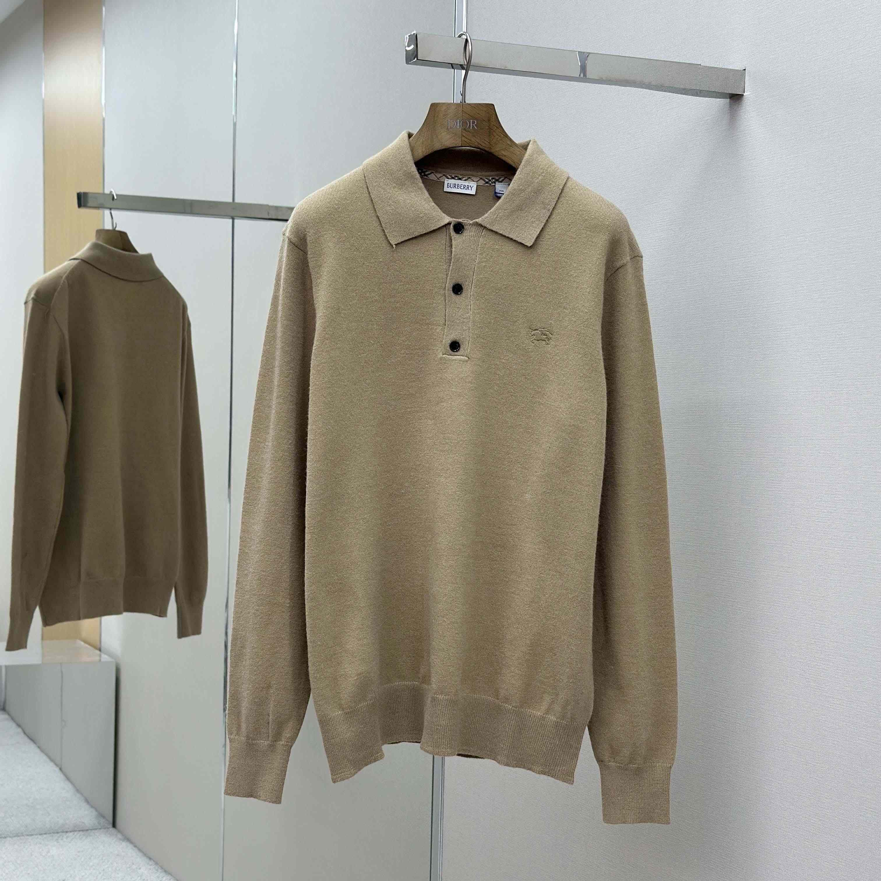 Burberry Long-sleeve Cashmere Blend Polo Shirt - EUR FASHION