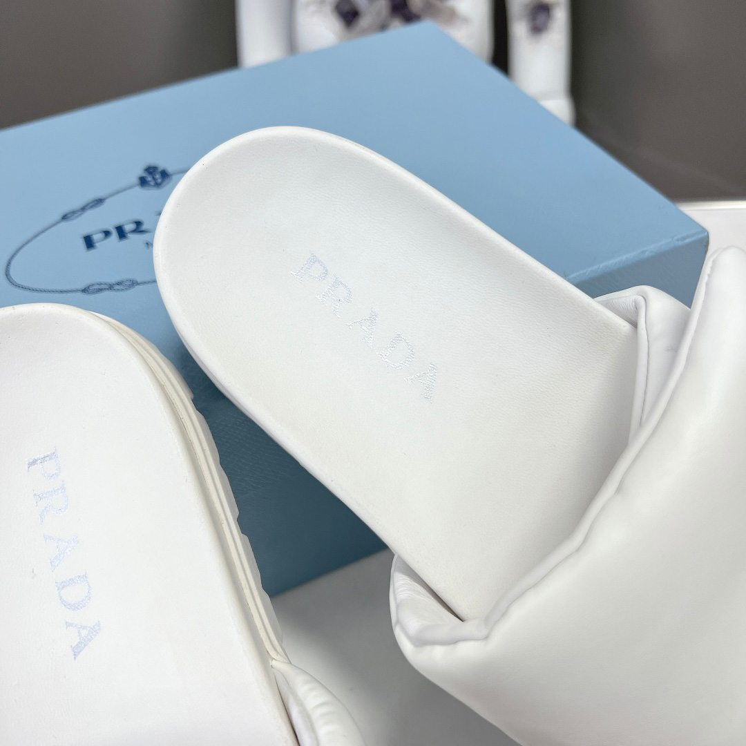 Prada Soft Padded Nappa Leather Slides - EUR FASHION