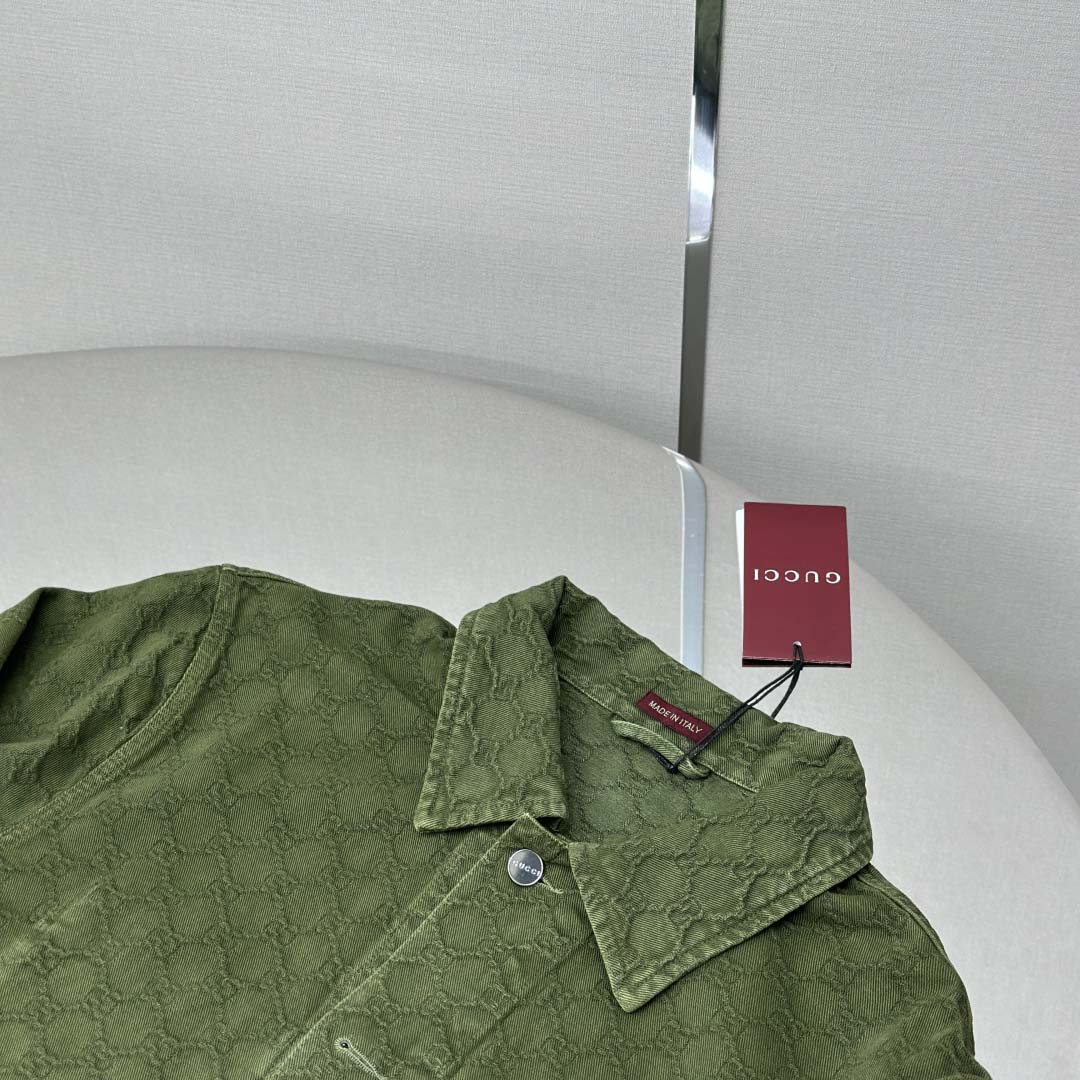 Gucci Bleached GG Cotton Denim Jacquard Shirt - EUR FASHION