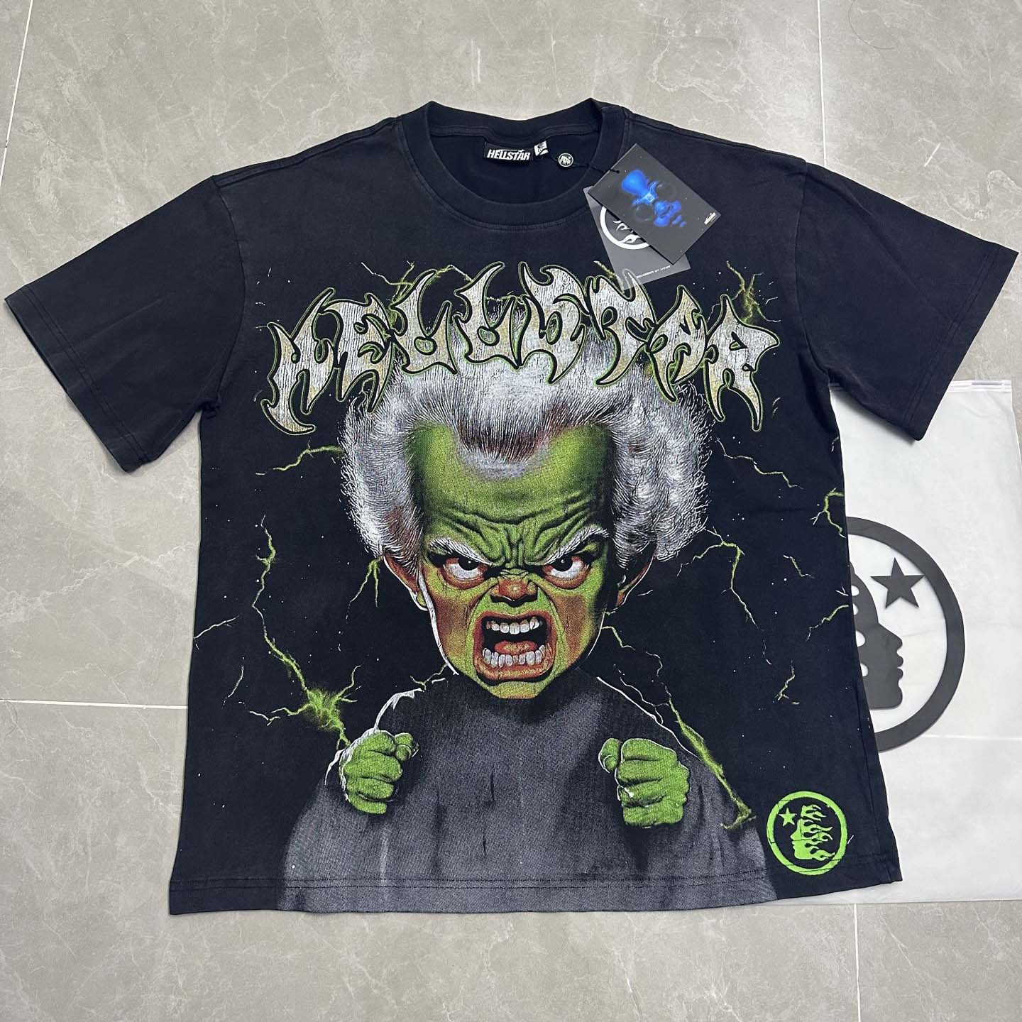Hellstar Star Green Angry Person Tee - EUR FASHION