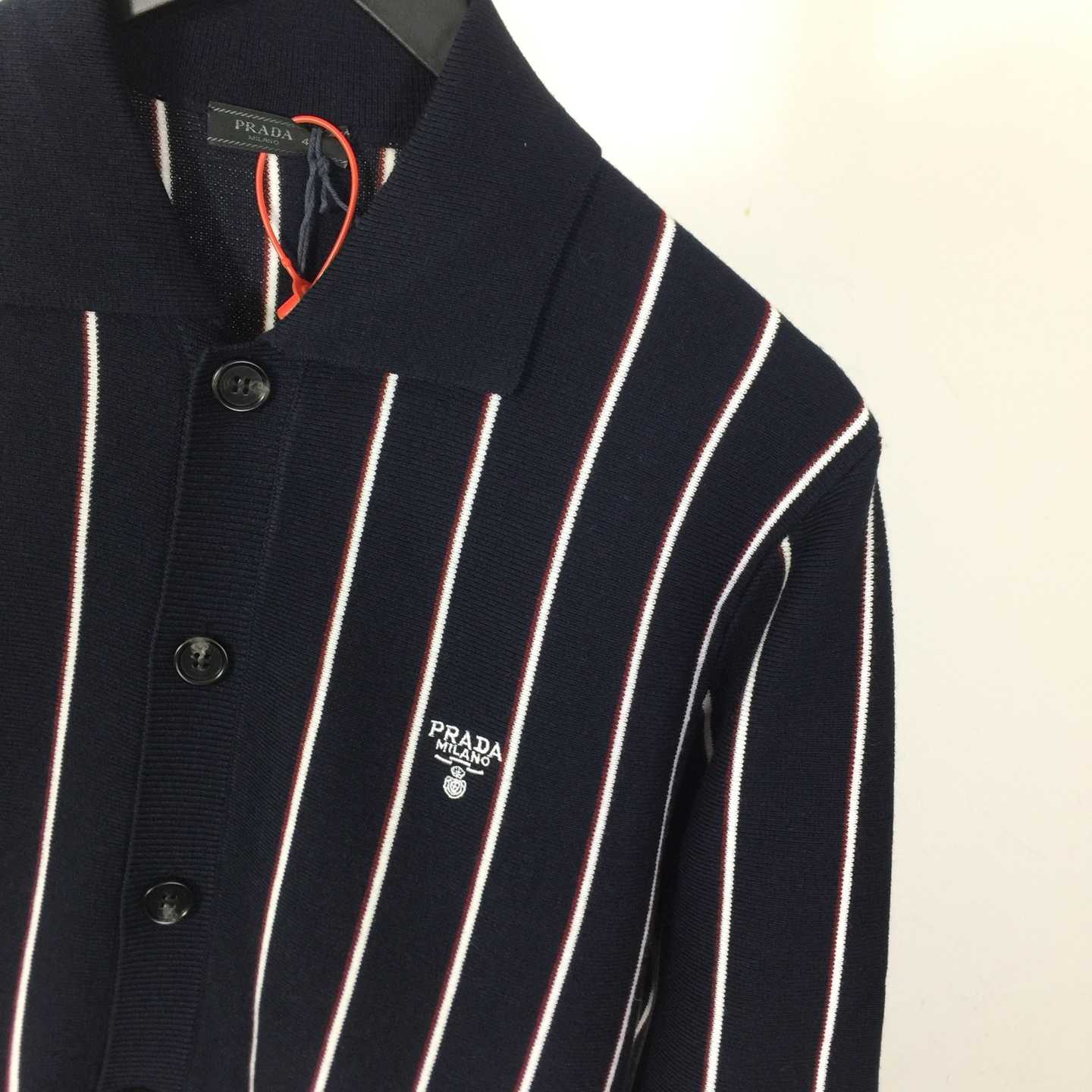Prada Navy Striped Wool Cardigan  - EUR FASHION
