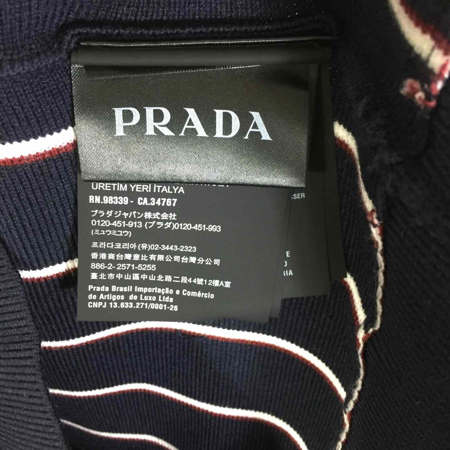 Prada Navy Striped Wool Cardigan  - EUR FASHION