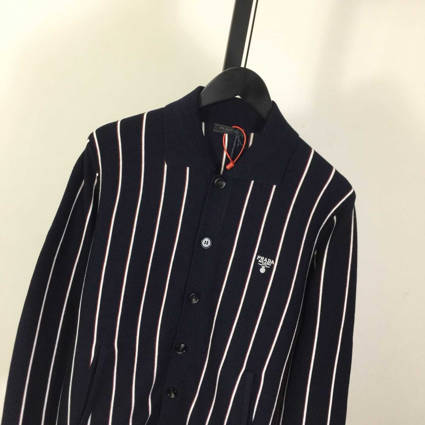 Prada Navy Striped Wool Cardigan  - EUR FASHION