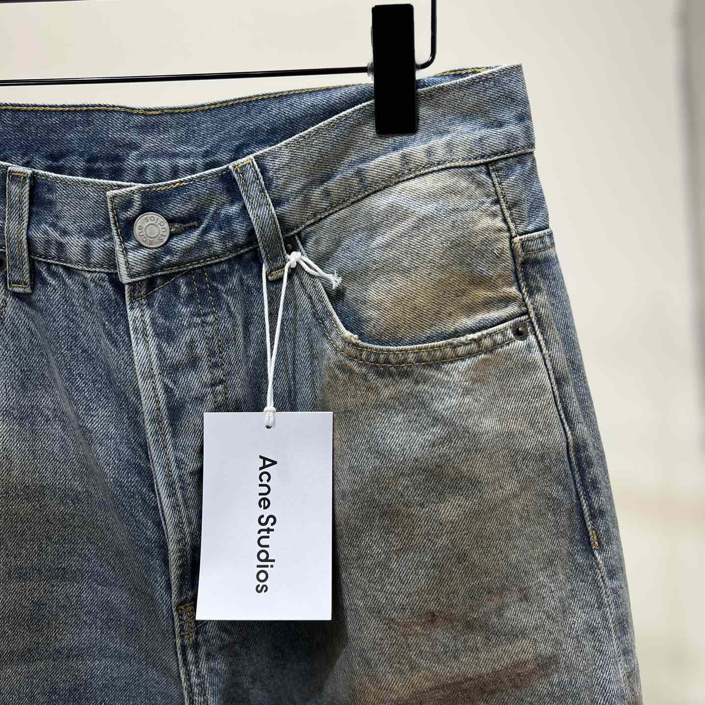 Acne Studios Mud Distressed Micro Flared Baggy Pants - EUR FASHION