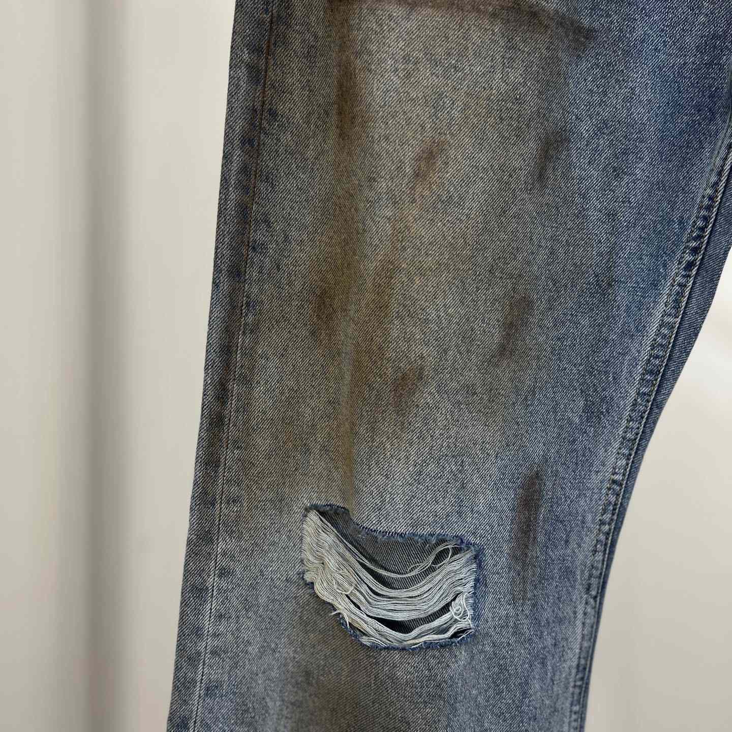 Acne Studios Mud Distressed Micro Flared Baggy Pants - EUR FASHION