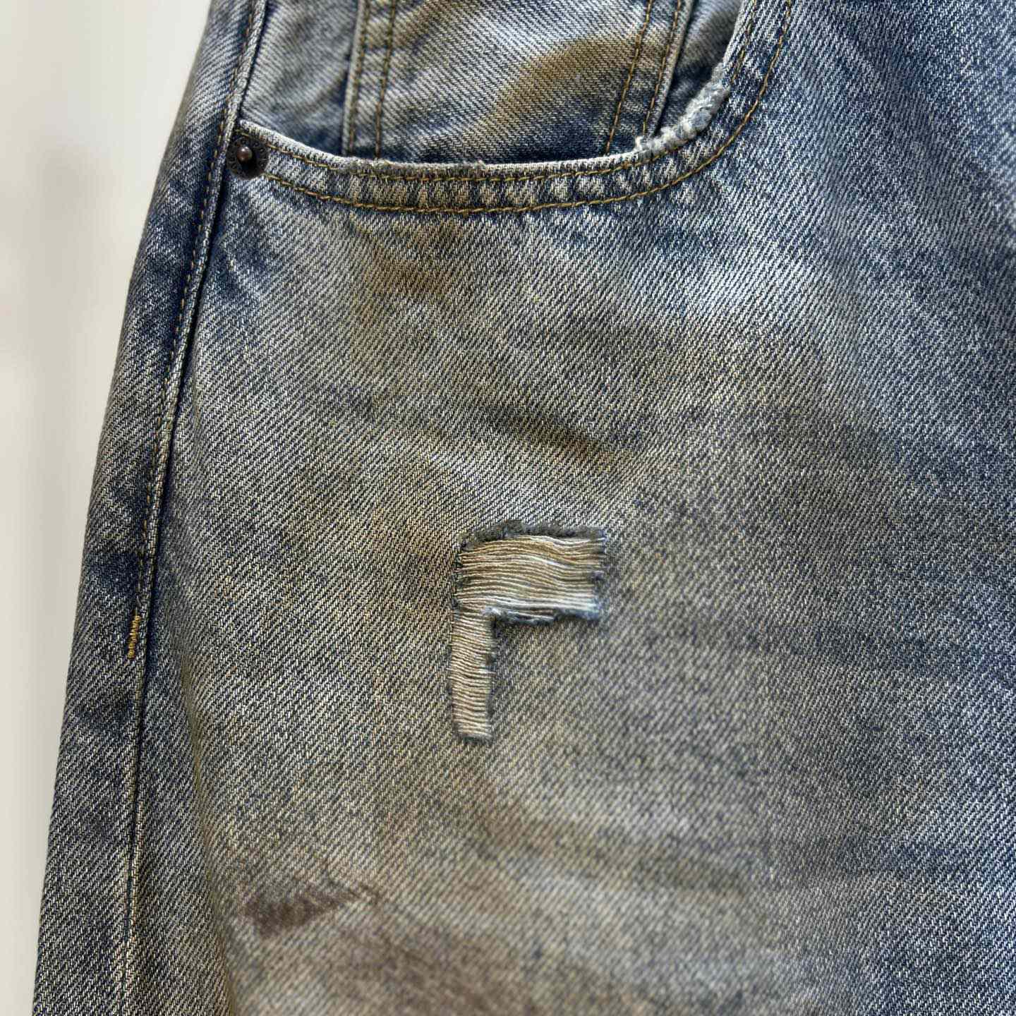 Acne Studios Mud Distressed Micro Flared Baggy Pants - EUR FASHION