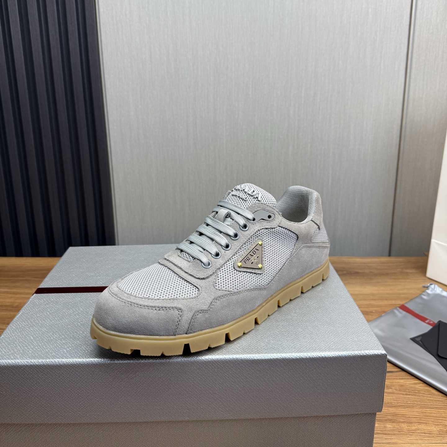 Prada Trail Mesh Fabric And Suede Sneakers - EUR FASHION