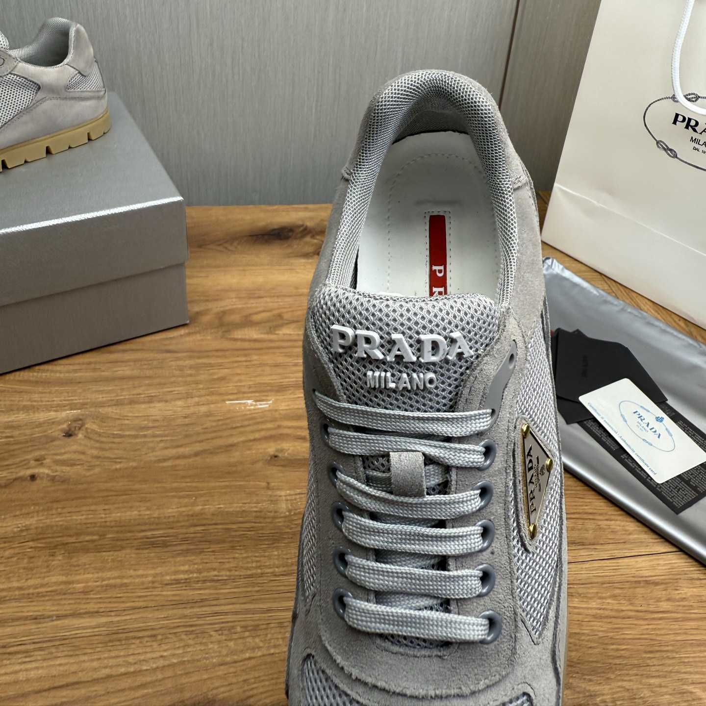 Prada Trail Mesh Fabric And Suede Sneakers - EUR FASHION