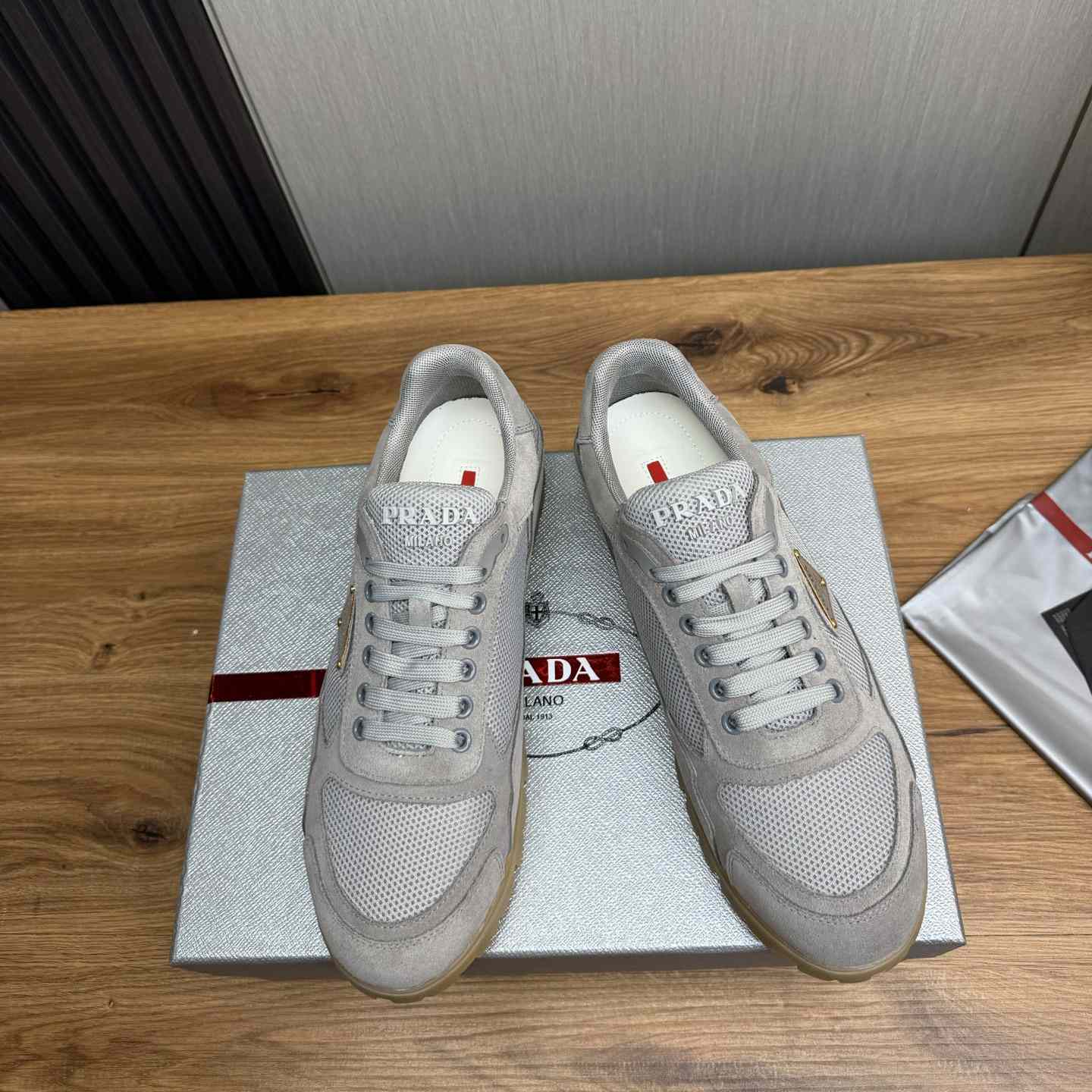 Prada Trail Mesh Fabric And Suede Sneakers - EUR FASHION