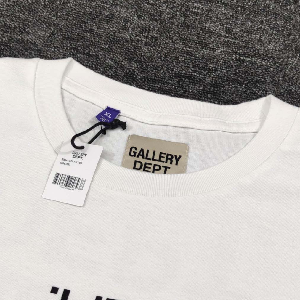 Gallery Dept Tee White Black Used Small - EUR FASHION