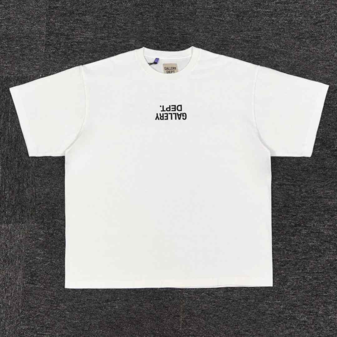 Gallery Dept Tee White Black Used Small - EUR FASHION