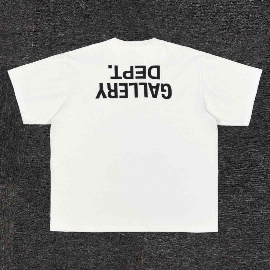 Gallery Dept Tee White Black Used Small - EUR FASHION