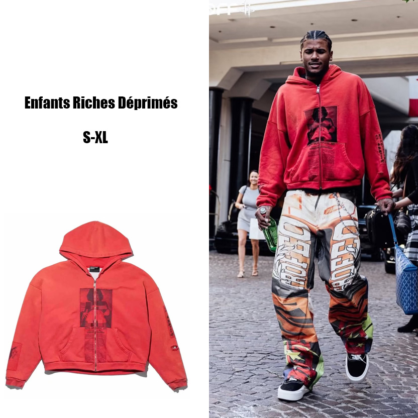 Enfants Riches Déprimés Anti Proces Thermal Lined Zip Hoodie 'Pompeian Red' - EUR FASHION