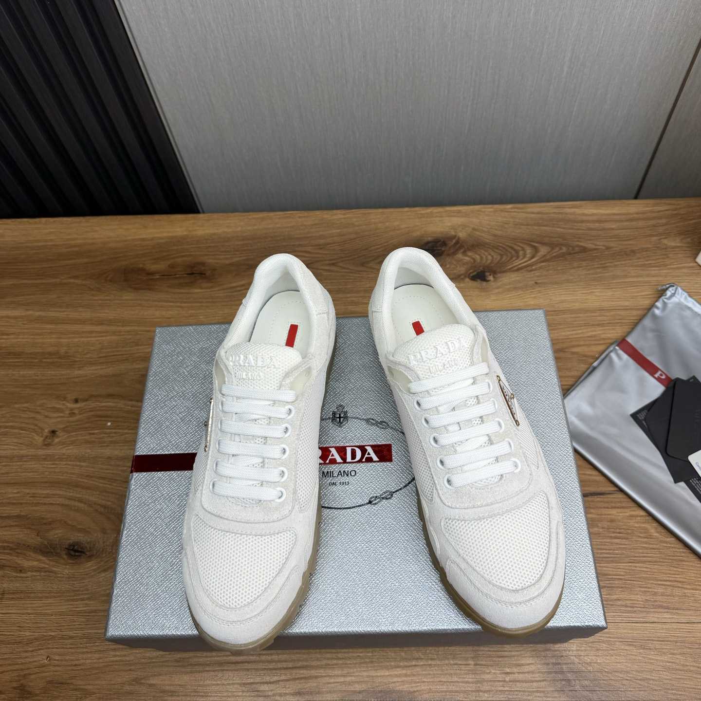Prada Trail Mesh Fabric And Suede Sneakers - EUR FASHION