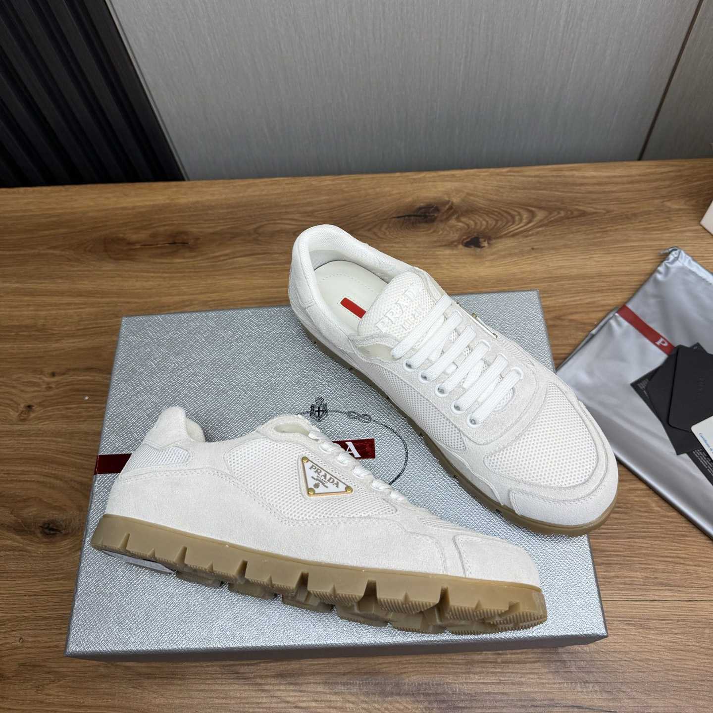 Prada Trail Mesh Fabric And Suede Sneakers - EUR FASHION