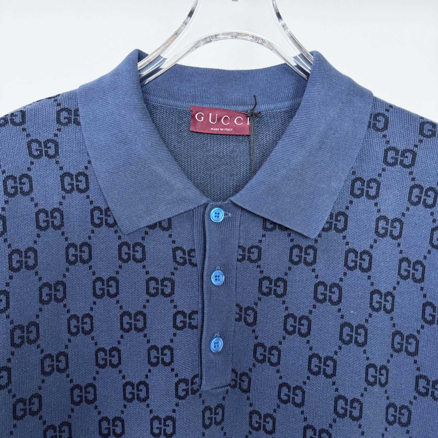 Gucci GG Cotton Knit Jacquard Polo Shirt - EUR FASHION