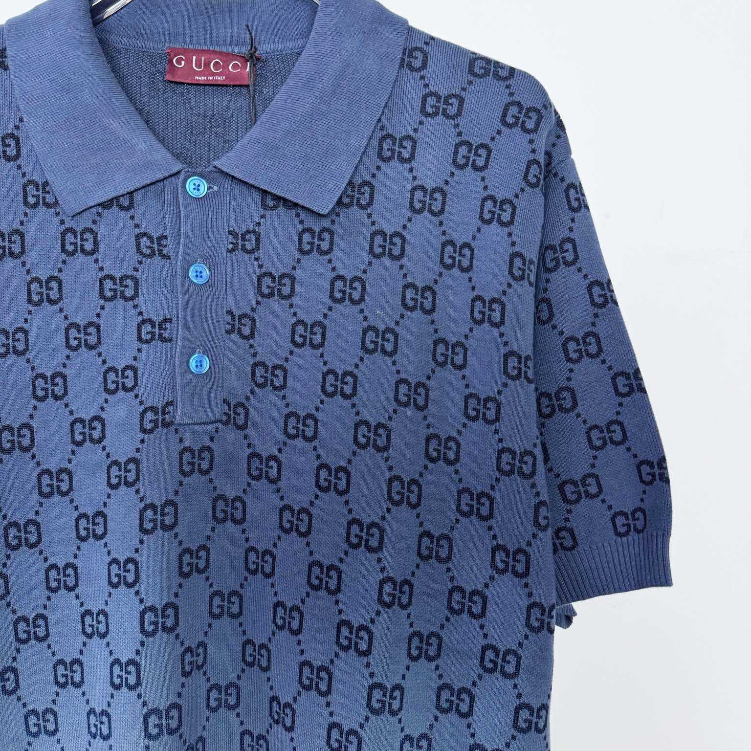 Gucci GG Cotton Knit Jacquard Polo Shirt - EUR FASHION