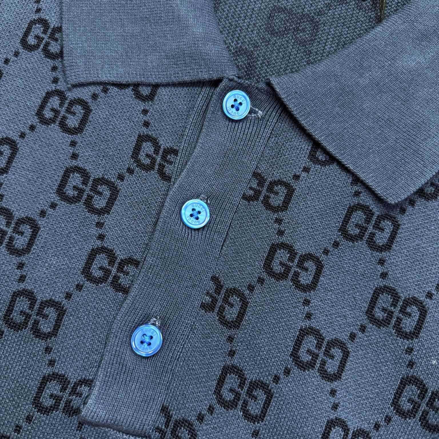 Gucci GG Cotton Knit Jacquard Polo Shirt - EUR FASHION