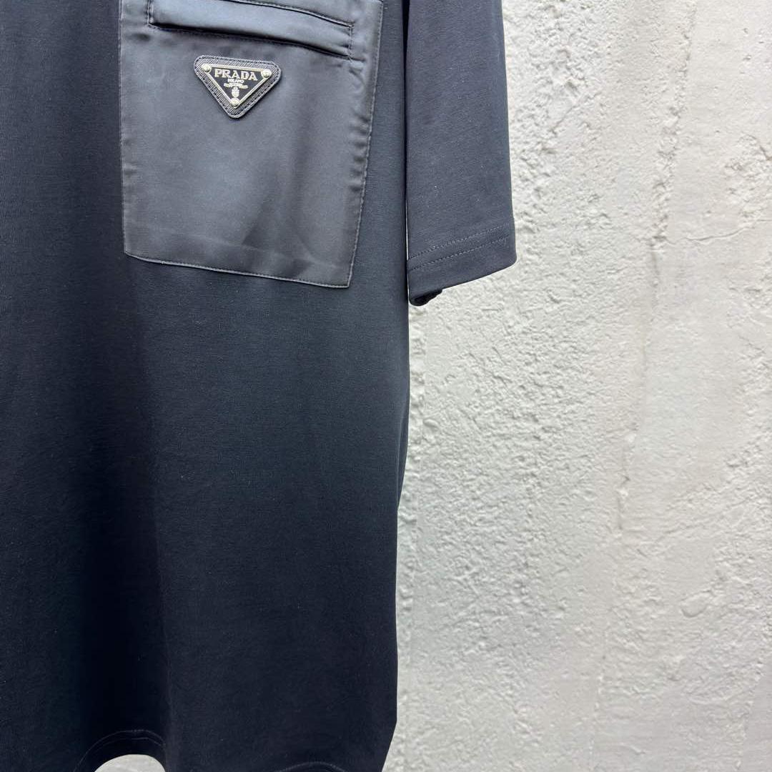 Prada Stretch Cotton Polo Shirt With Re-Nylon Details - EUR FASHION