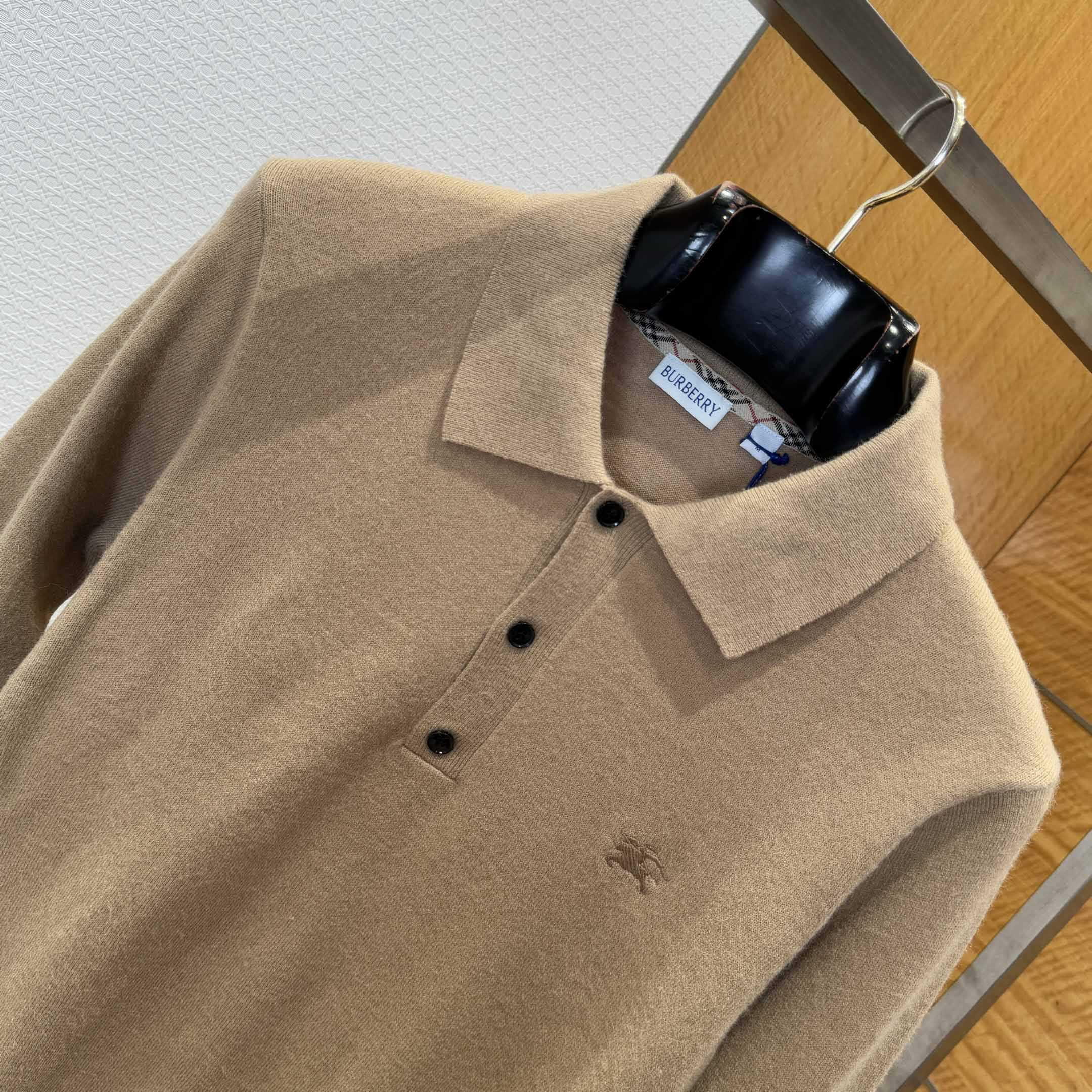 Burberry Long-sleeve Cashmere Blend Polo Shirt - EUR FASHION