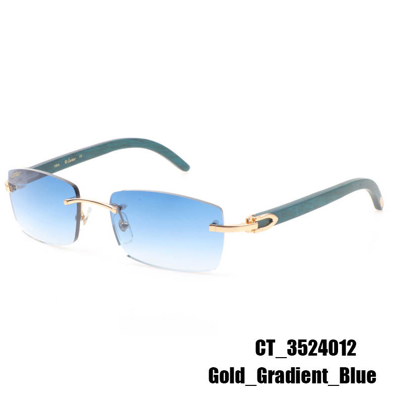 Cartier CT_3524012 Green Wood Sunglasses In Gold Gradient Blue - EUR FASHION