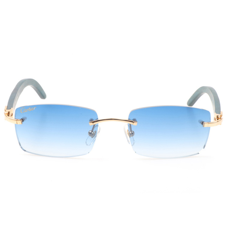 Cartier CT_3524012 Green Wood Sunglasses In Gold Gradient Blue - EUR FASHION