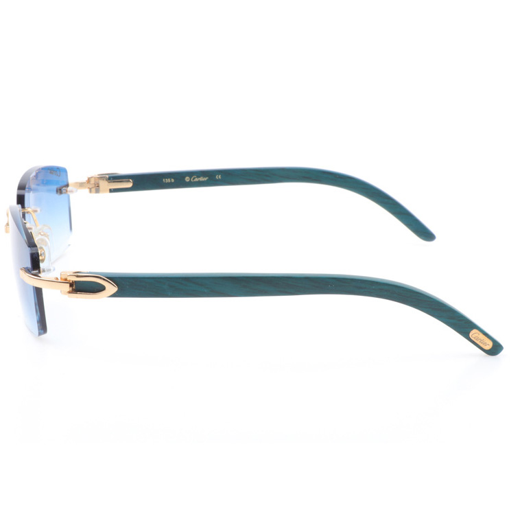 Cartier CT_3524012 Green Wood Sunglasses In Gold Gradient Blue - EUR FASHION