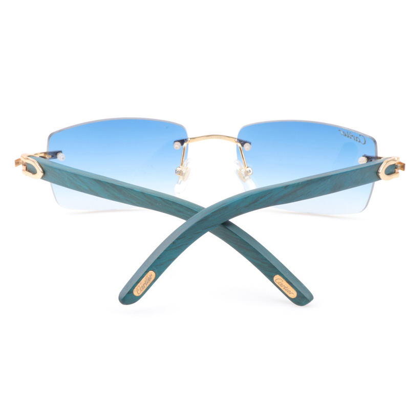 Cartier CT_3524012 Green Wood Sunglasses In Gold Gradient Blue - EUR FASHION
