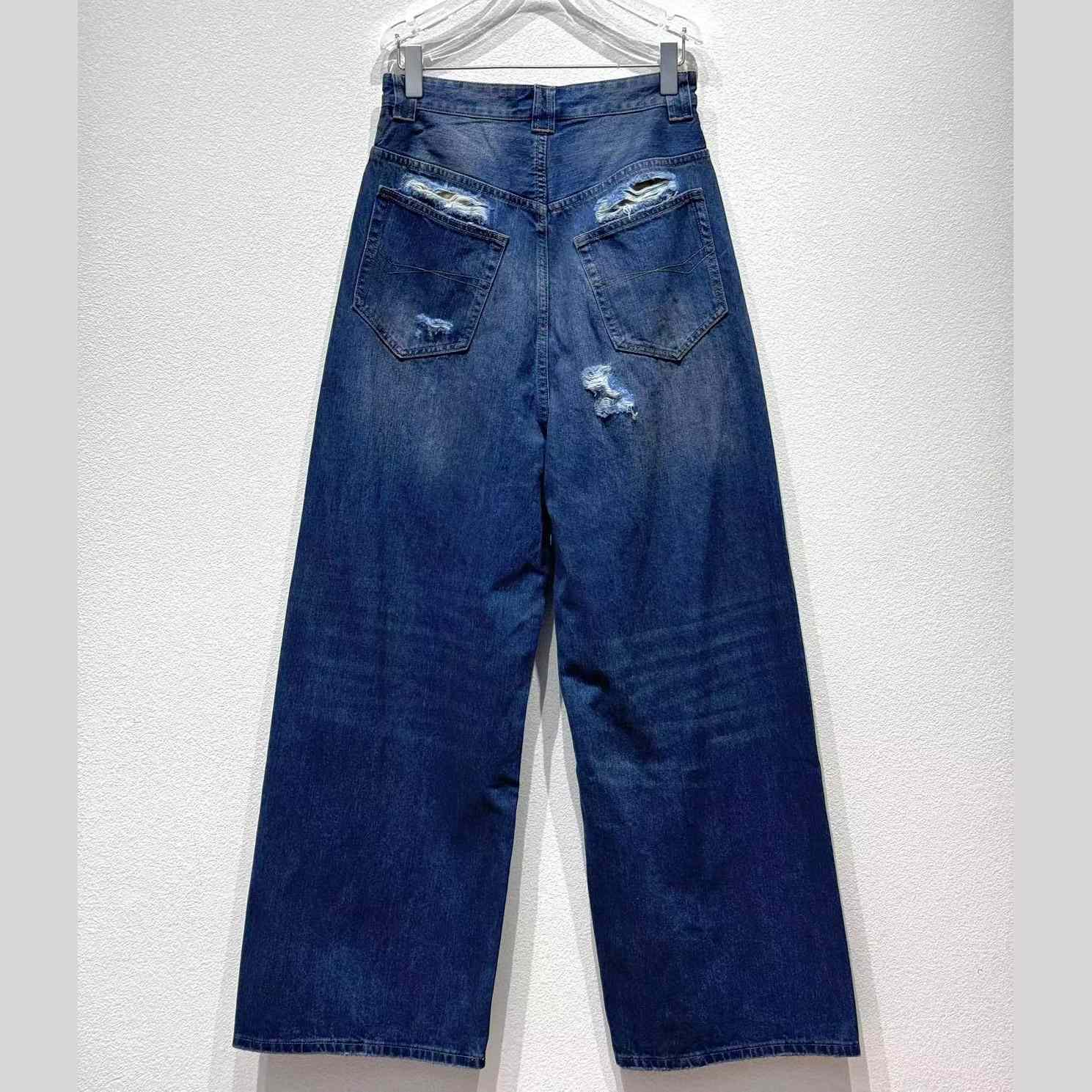 Balenciaga Baggy Pants In Blue Denim - EUR FASHION