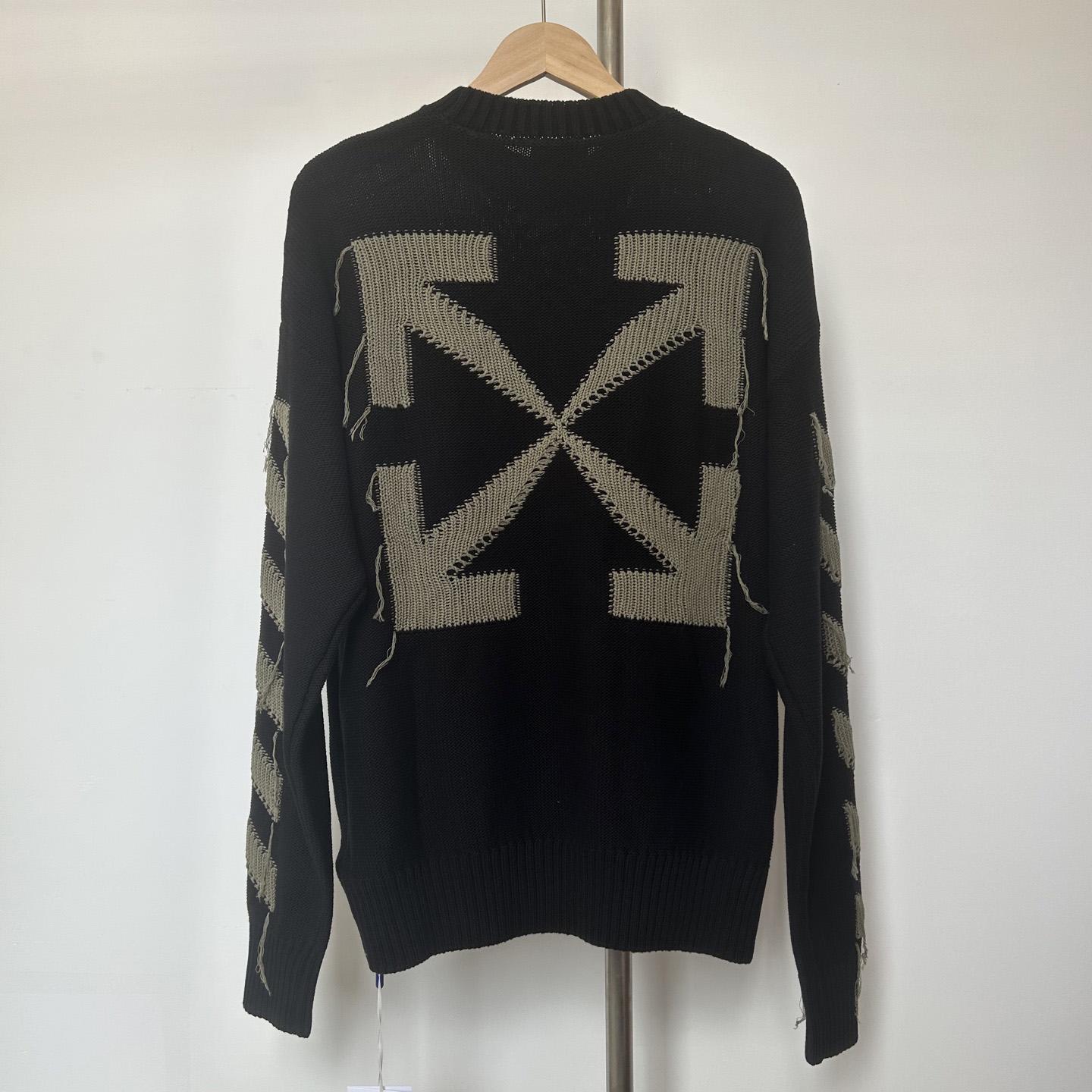 Off-White Reverse Arrow Diag Knit Crewneck 'Black/Green' - EUR FASHION